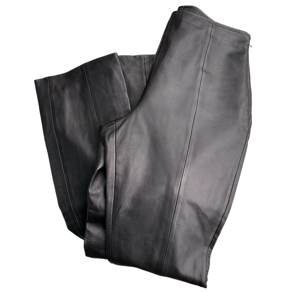 Vintage VAKKO Sport Black Genuine Leather Pants – Fully Lined, Side Zipper SZ 6 - Picture 7 of 8